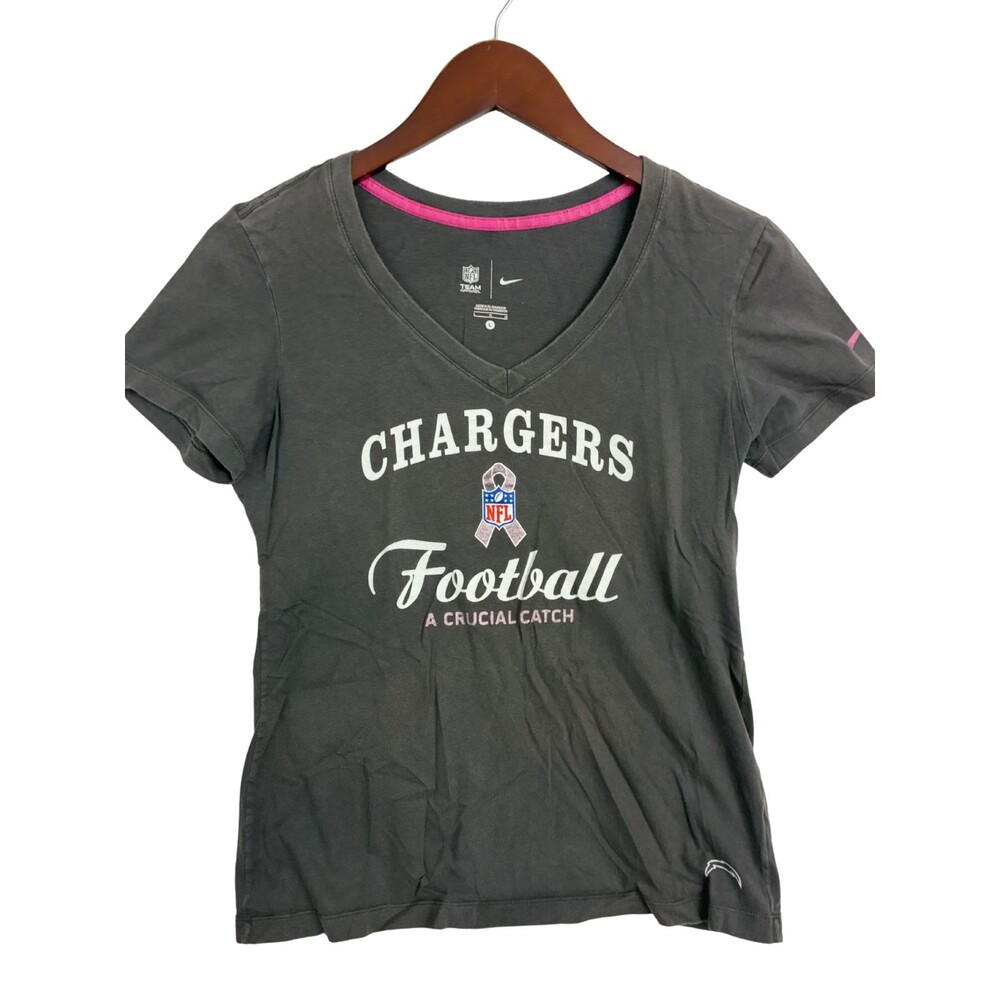 Nike LA Chargers NFL Crucial Catch Women's Large Gray V Neck Football T Shirt